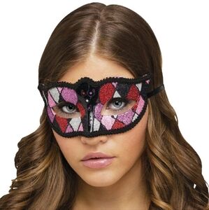 Diamond Shape Masquerade Mardi Gras Cosplay Harlequin Halloween Mask NWT RETIRED